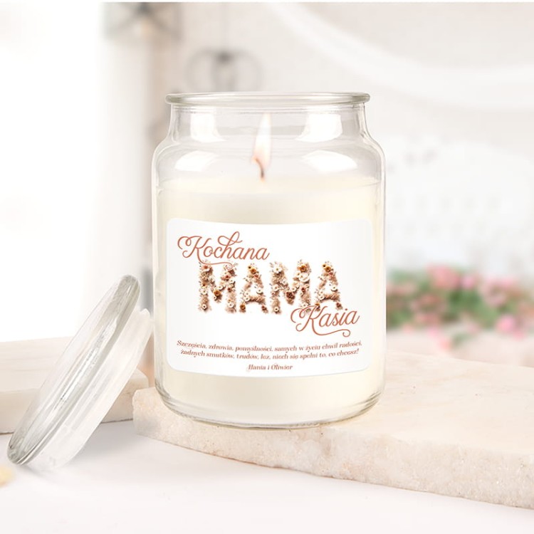 Świeca personalizowana dla mamy.