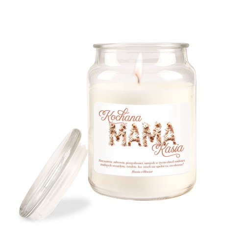 Zapachowa świeca z dedykacją dla mamy.