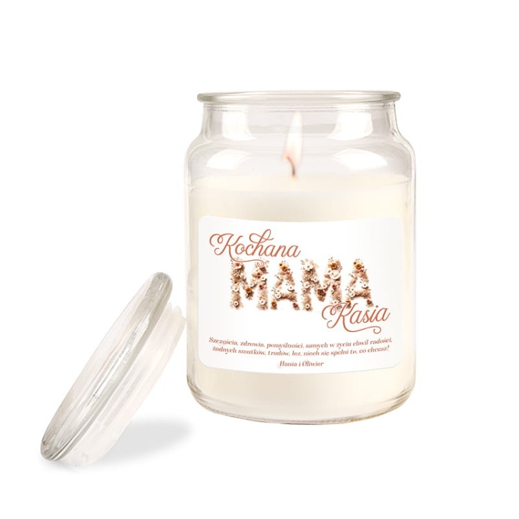 Zapachowa świeca z dedykacją dla mamy.