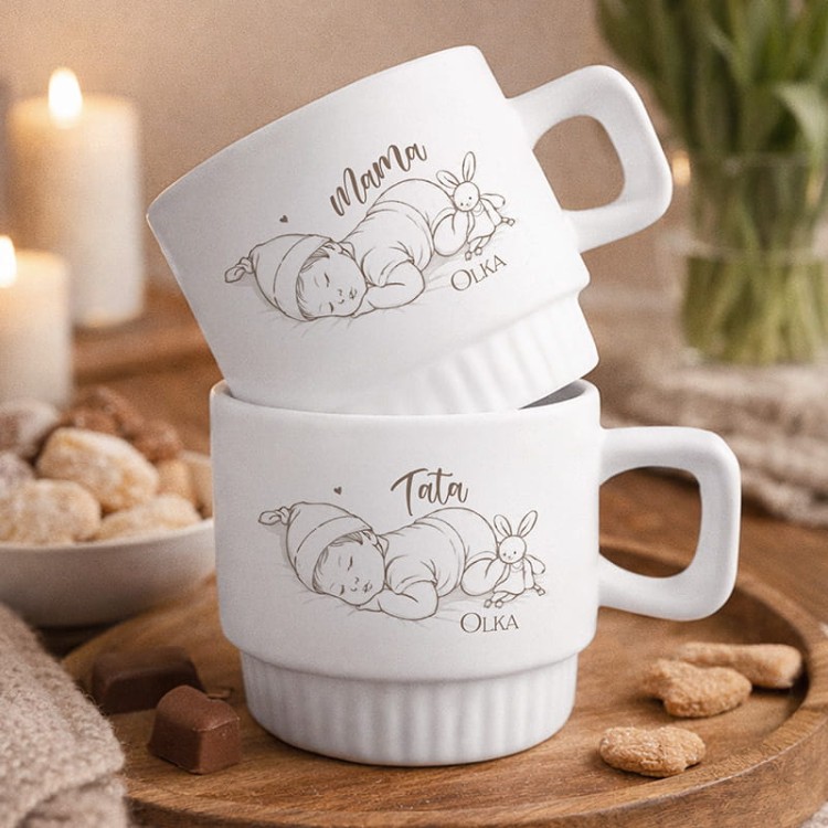 kubki dla rodziców chłopca białe