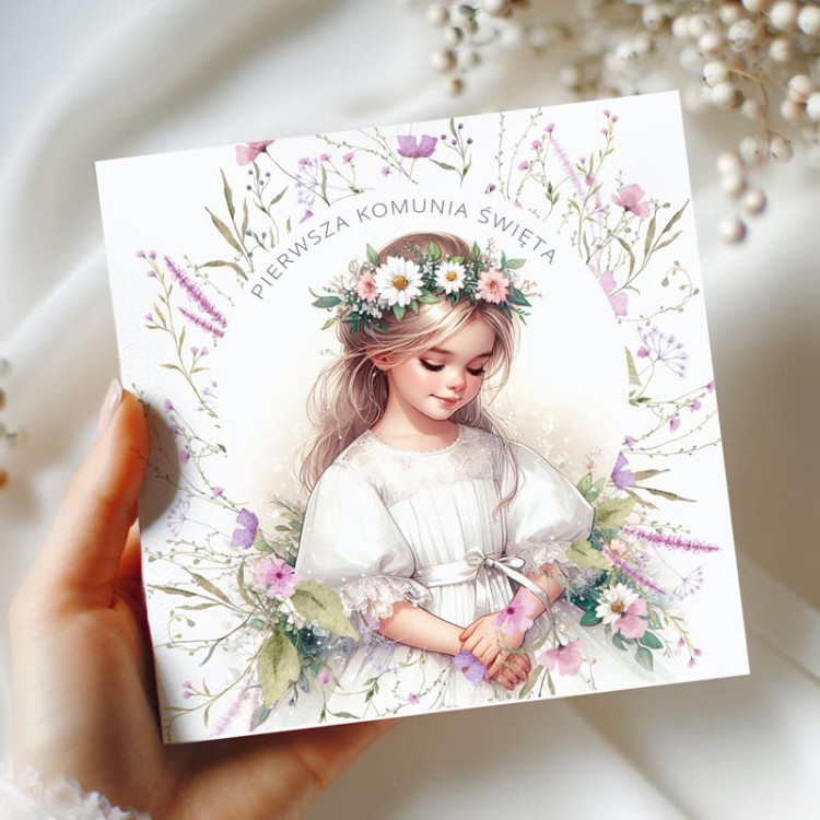 Komunijne zaproszenia dla dziewczynki.