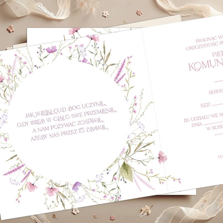 Zaproszenia na I Komunię Świętą dla dziewczynki