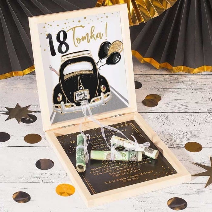 PREZENT na 18 urodziny pudełko na pieniądze Na spełnienie marzeń