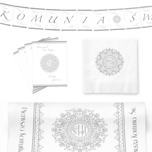 Zestaw dekoracji na Komunię.