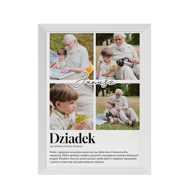 Personalizowany plakat ze zdjęciami dziadków.