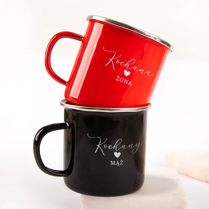 ZESTAW metalowe kubki personalizowany prezent dla Niej i dla Niego