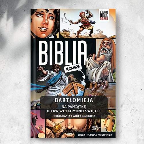 Personalizowana biblia komiks dla dziecka komunijnego