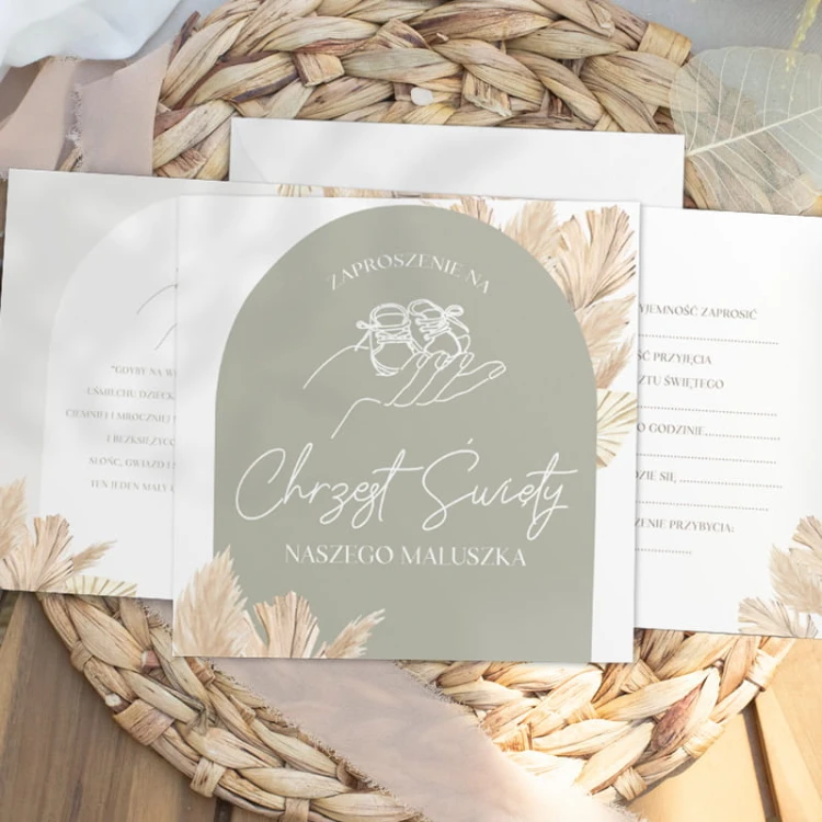 Zaproszenia do wypisania na Chrzest Święty dziecka.