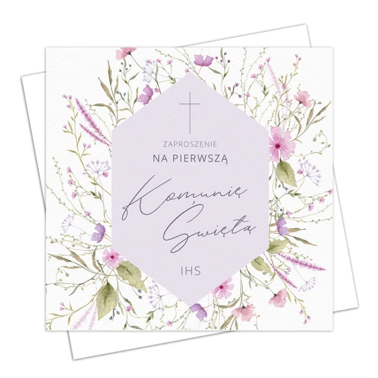 Stylowe i subtelne zaproszenia na przyjęcie komunijne dziewczynki.