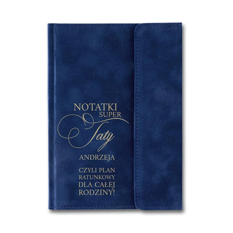 Elegancki welurowy notatnik z dedykacją dla ukochanego taty.