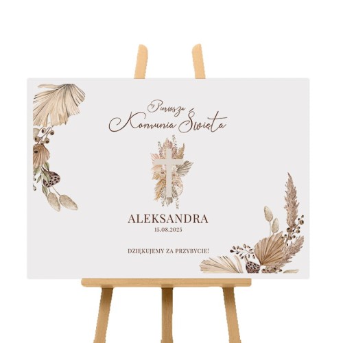 Personalizowany plakat na komunię dziecka. Styl boho.