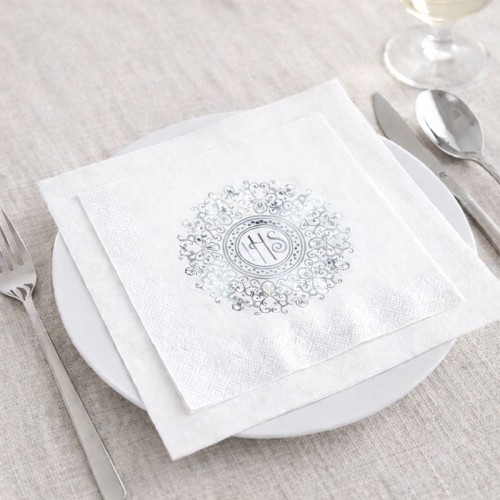 Serwetki komunijne z motywem metalicznym. Dekoracja na komunię.