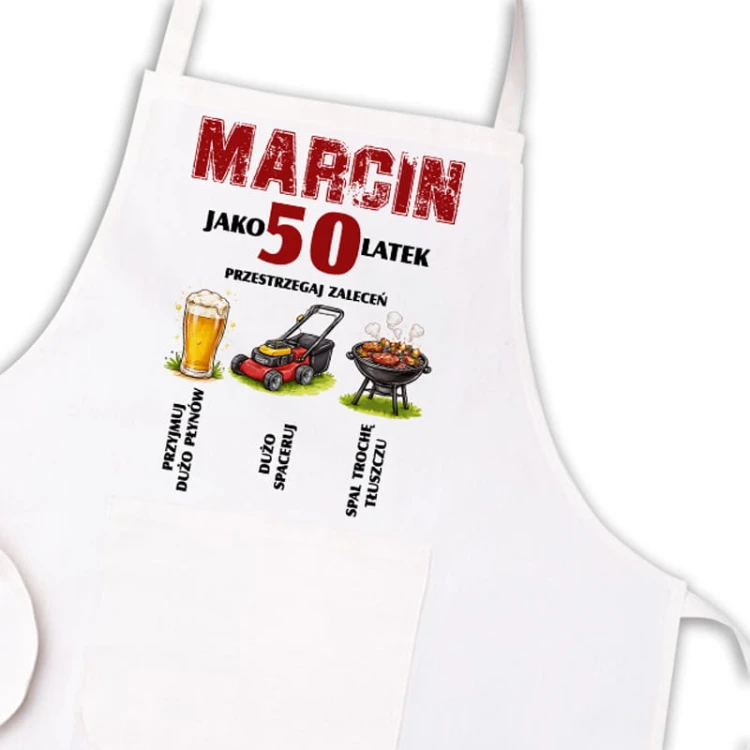 Personalizowany fartuch kuchenny na prezent urodzinowy dla mężczyzny.