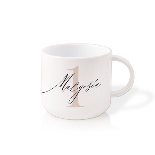 Kubek z imieniem dziecka. Wykonany z tworzywa sztucznego. Prezent na pierwsze urodziny.