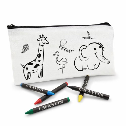 Piórnik w zestawie z kredkami dla dziecka. Pomysłowy upominek na pasowanie na ucznia, rozpoczęcie roku szkolnego.