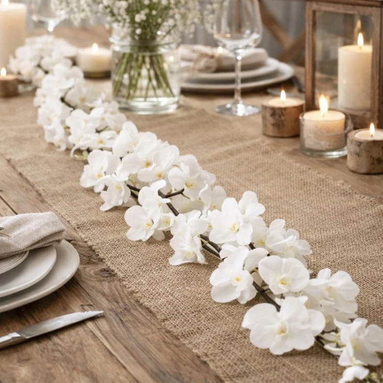 Girlanda kwiatowa orchidee do dekoracji stołu na każdą okazję.
