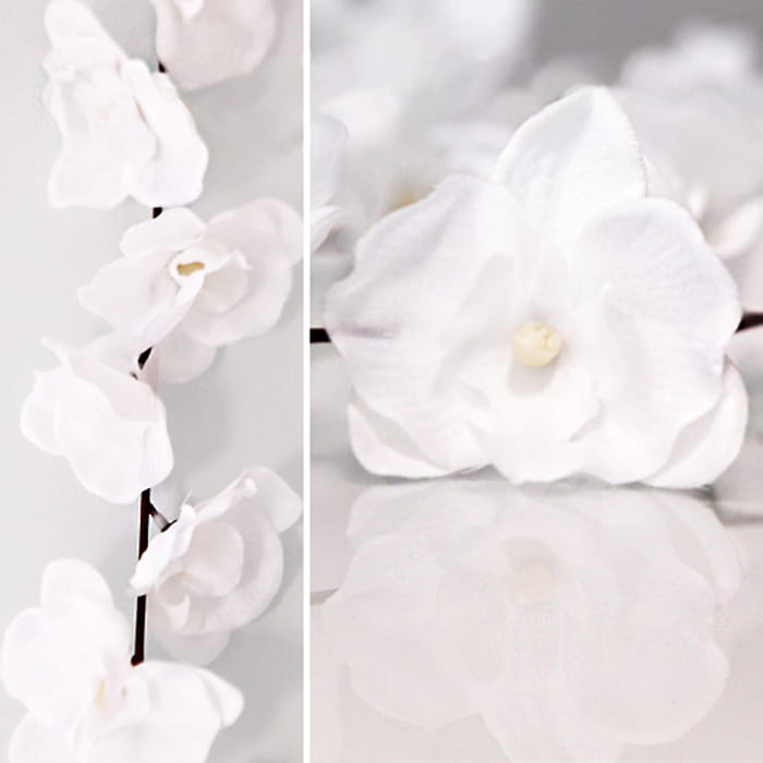 Girlanda kwiatowa długa z kwiatami orchidee.