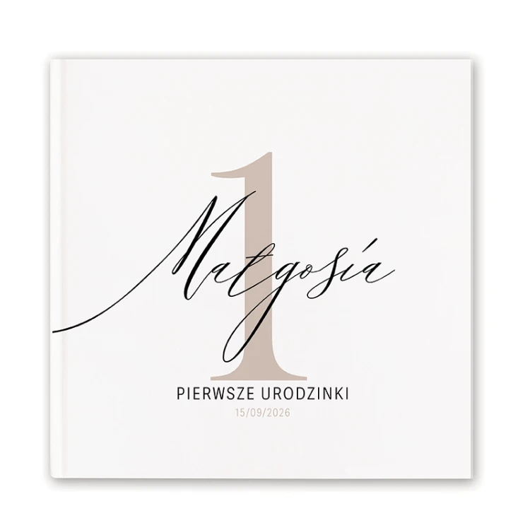 Personalizowana księga album na zdjęcia i wpisy z okazji Pierwszych Urodzin dziecka.