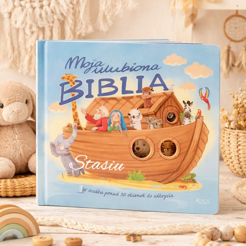 Biblia personalizowana z imieniem dziecka na okładce. Prezent na roczek, urodzinki.