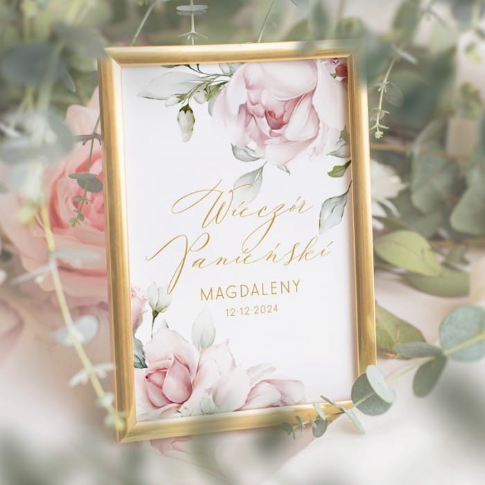 TABLICZKA na stolik rezerwacja Wieczór panieński Narzeczona (+złota ramka)