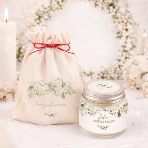 Podziękowanie dla chrzestnych na chrzest w formie świeczki