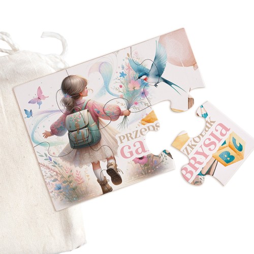 Puzzle z woreczkiem na prezent na Dzień Dziecka.