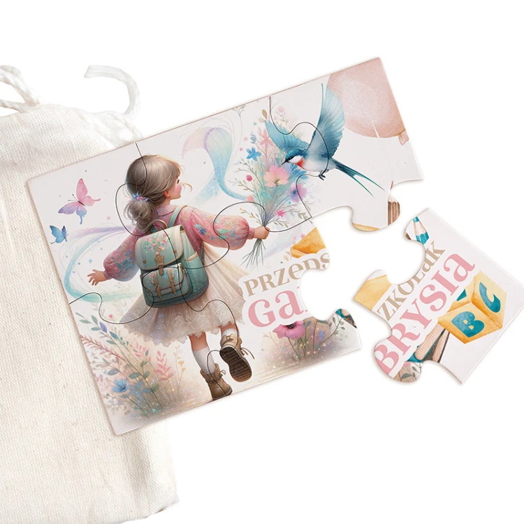 Puzzle z woreczkiem na prezent na Dzień Dziecka.
