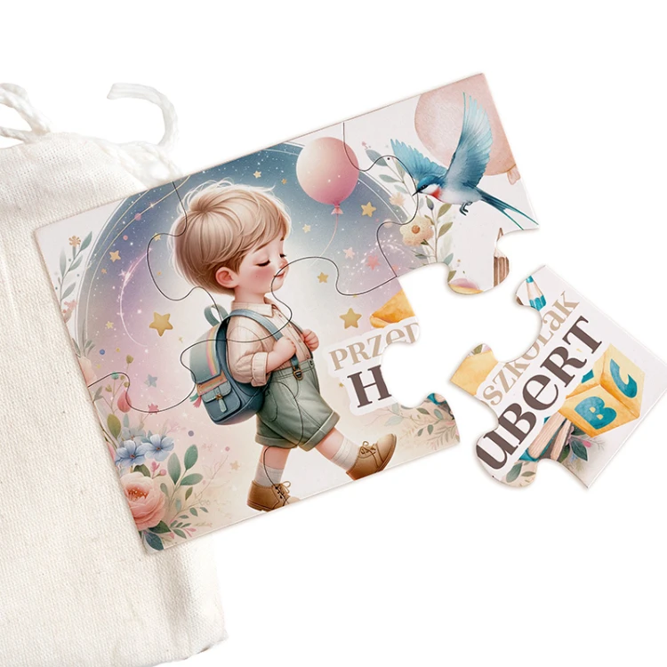 Dziecięce puzzle z kolorową grafiką i imieniem. Prezent na Dzień Dziecka.