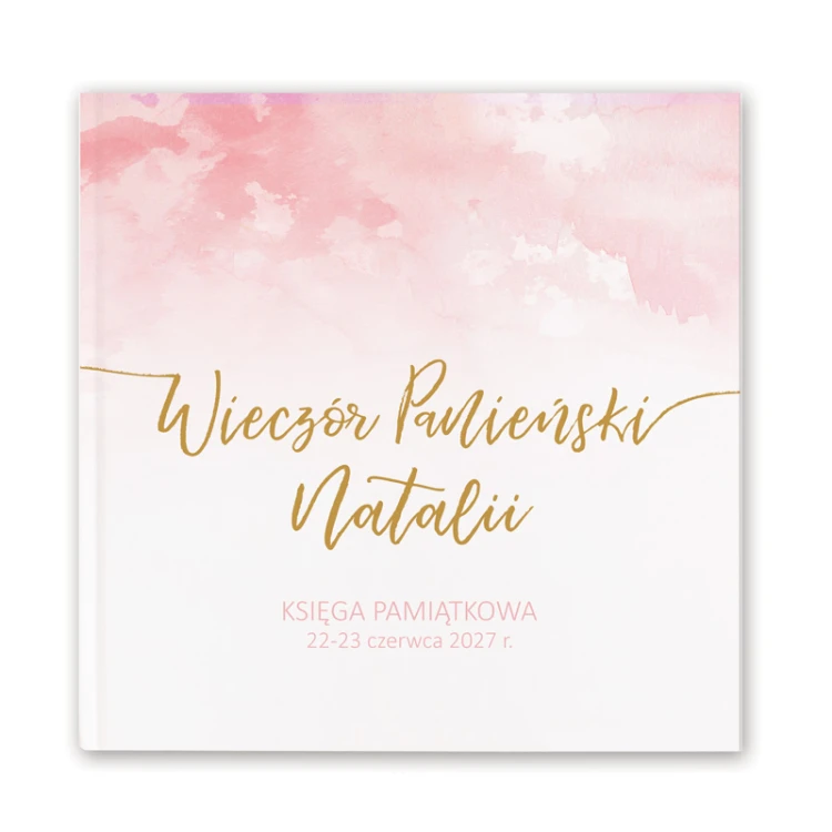 Księga na wieczór panieński z personalizacją na okładce i różową grafiką.