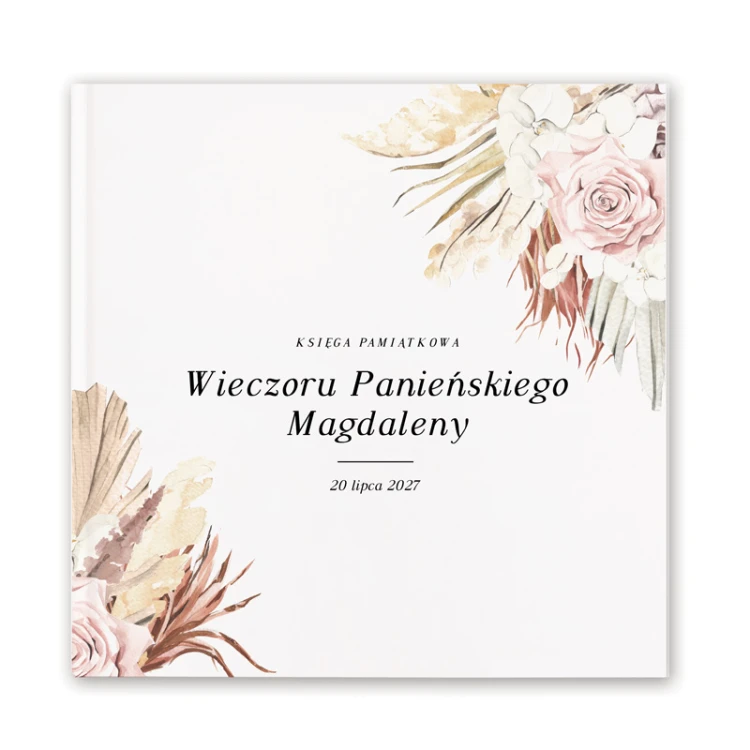Personalizowana księga na panieński. Grafika w stylu boho.