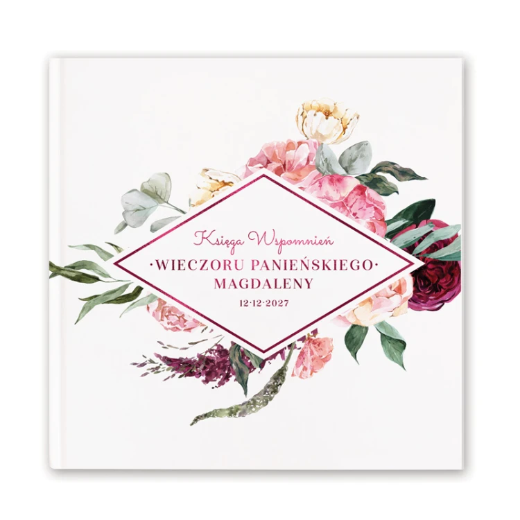 Księga na panieński z motywem kwiatów.