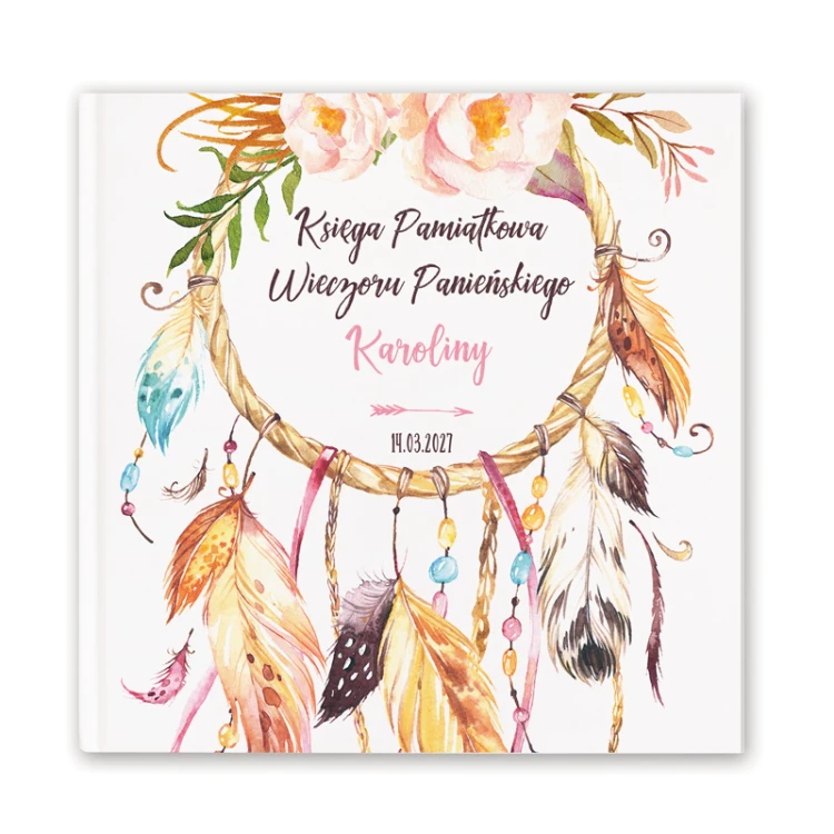 Personalizowana księga na wieczór panieński z motywem łapacza snów.