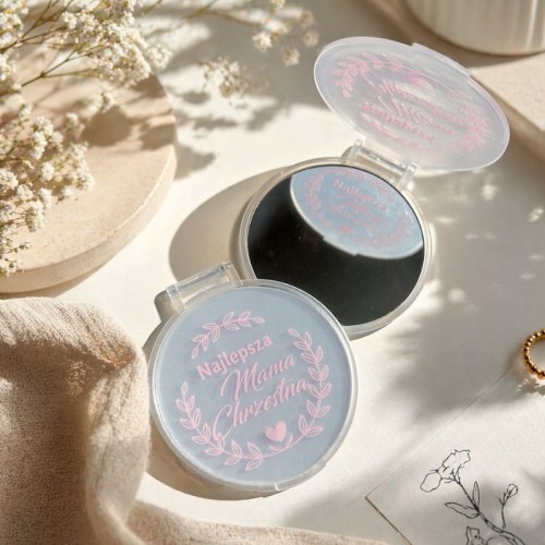 Lusterko kompaktowe na prezent dla mamy chrzestnej.