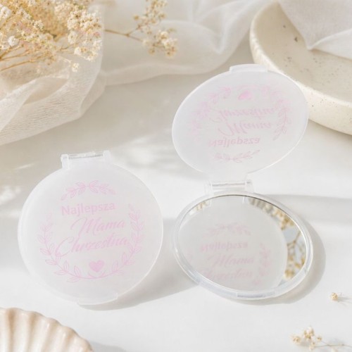 Lusterko kosmetyczne z napisem Najlepsza Mama Chrzestna.