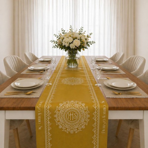 Bieżnik złoty do dekoracji stołu na Komunię