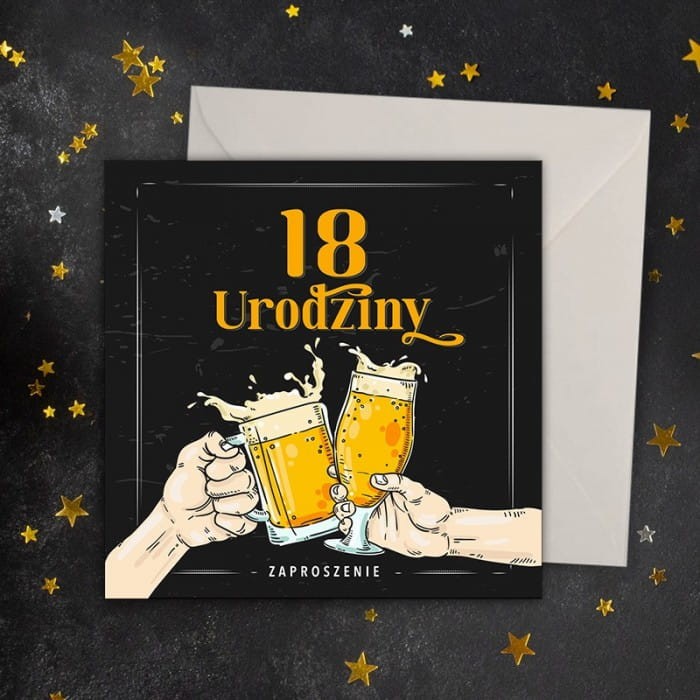 ZAPROSZENIA uniwersalne na 18 urodziny Beer Party 10szt