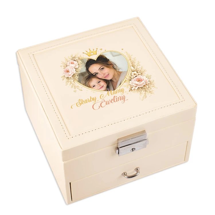 szkatułka na biżuterię z dedykacją i zdjęciem dla mamy