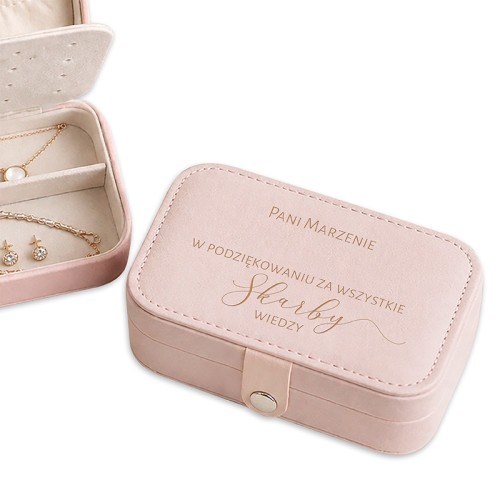 Eleganckie etui na biżuterię na podziękowanie dla nauczycielki.