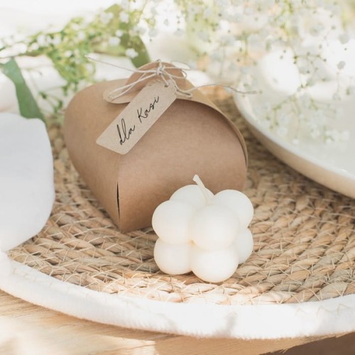 Świeczki sojowe mini bubble w kraftowych pudełeczkach z bilecikami 10szt