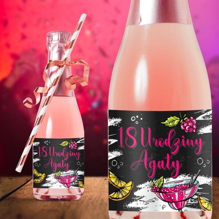 ETYKIETY na mini szampana ozdoba butelek na urodziny kobiety 10szt