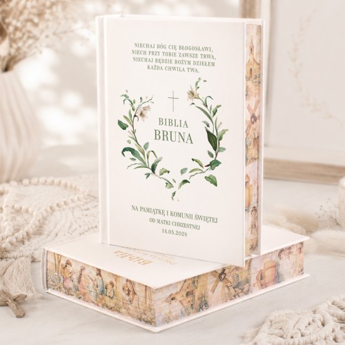 Biblia ze zdobionymi brzegami wyjątkowy prezent komunijny