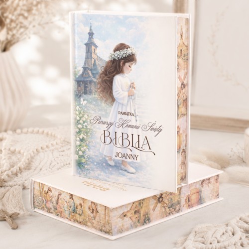 Biblia pamiątka komunijna dla dziewczynki