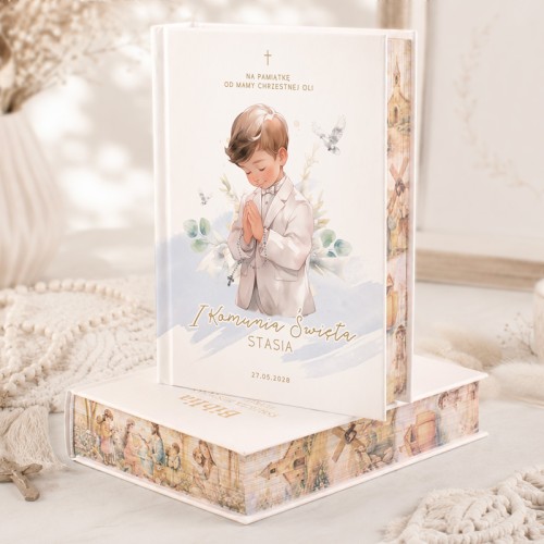Biblia na pamiątkę komunijną chłopca.