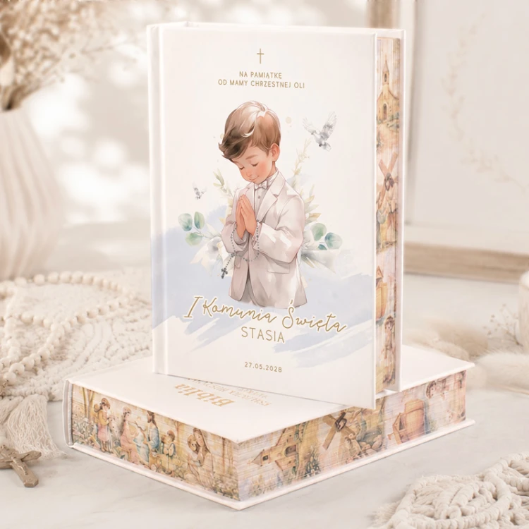Biblia na pamiątkę komunijną chłopca.