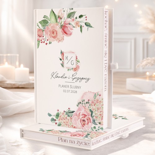 Personalizowany planer na wesele. Organizer z kolorowymi brzegami.