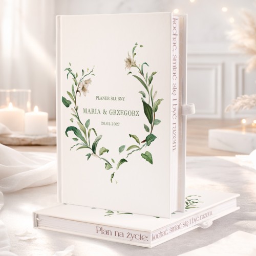 Personalizowany planer z motywem lilii. Organizer ze zdobionymi brzegami.