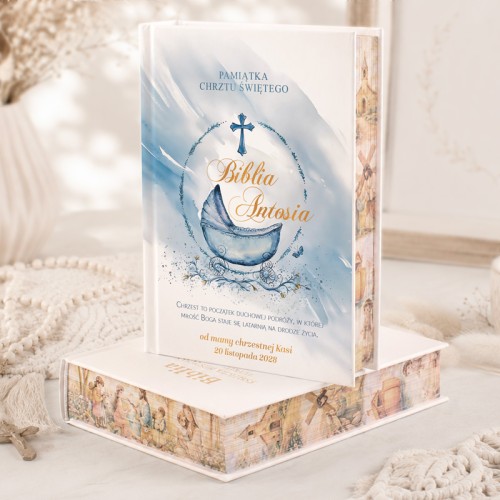 Personalizowana Biblia pamiątkowa z dekoracyjnymi brzegami