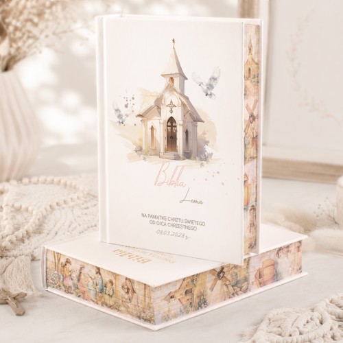 Imienna biblia na Chrzest z barwionymi brzegami