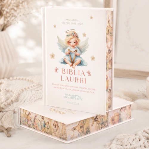 Dziecięca Biblia pamiątkowa z okazji Chrztu z malowanymi brzegami