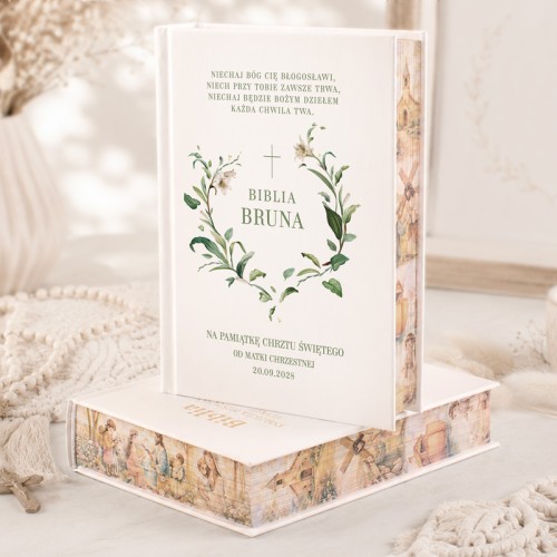Biblia personalizowana pamiątka ze zdobieniem